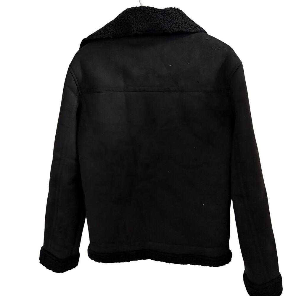 Barneys Original blk faux suede borg Lined Aviator Jacket sherpa-lined bkr sz S - Picture 7 of 13